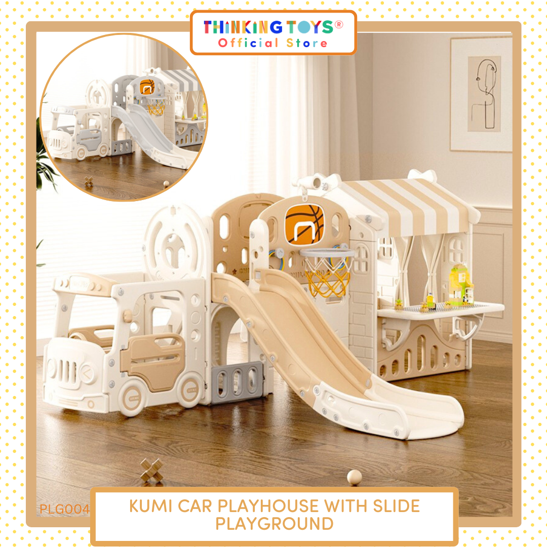 KUMI CAR PLAYHOUSE WITH SLIDE PLAYGROUND