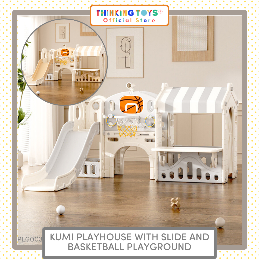 KUMI PLAYHOUSE WITH SLIDE AND BASKETBALL PLAYGROUND