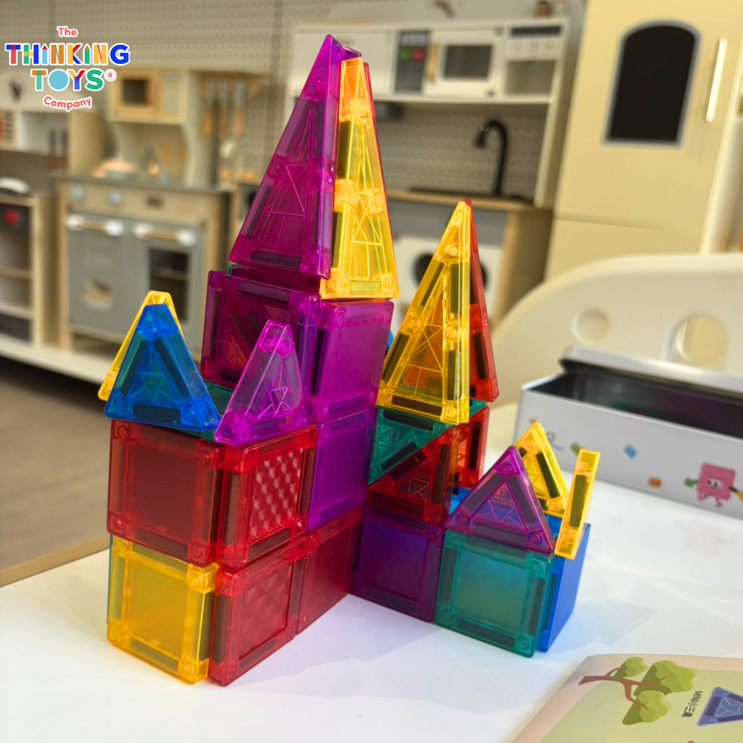 56 Pcs Mini Travel Magnetic Tiles with Tin Case