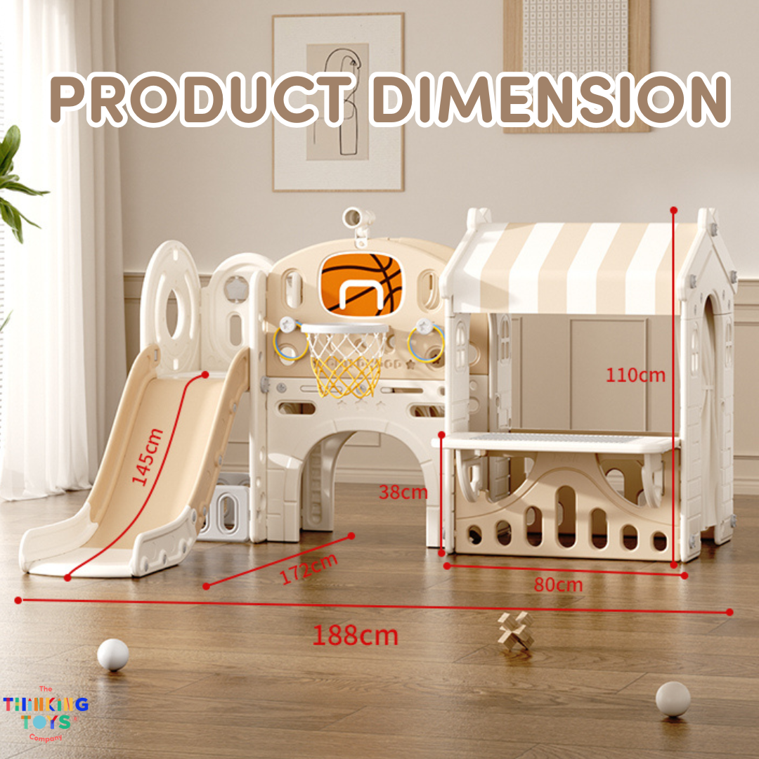 KUMI PLAYHOUSE WITH SLIDE AND BASKETBALL PLAYGROUND