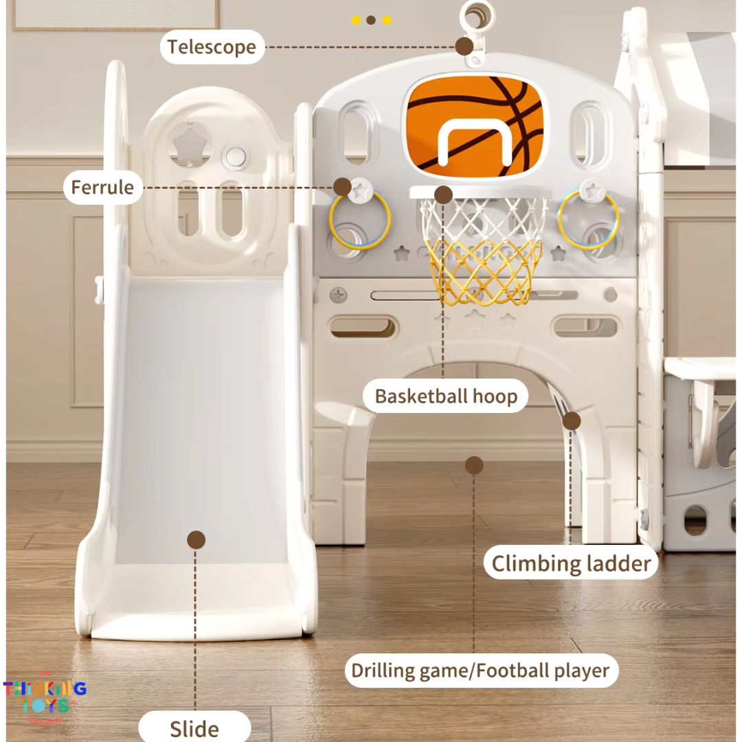 KUMI PLAYHOUSE WITH SLIDE AND BASKETBALL PLAYGROUND