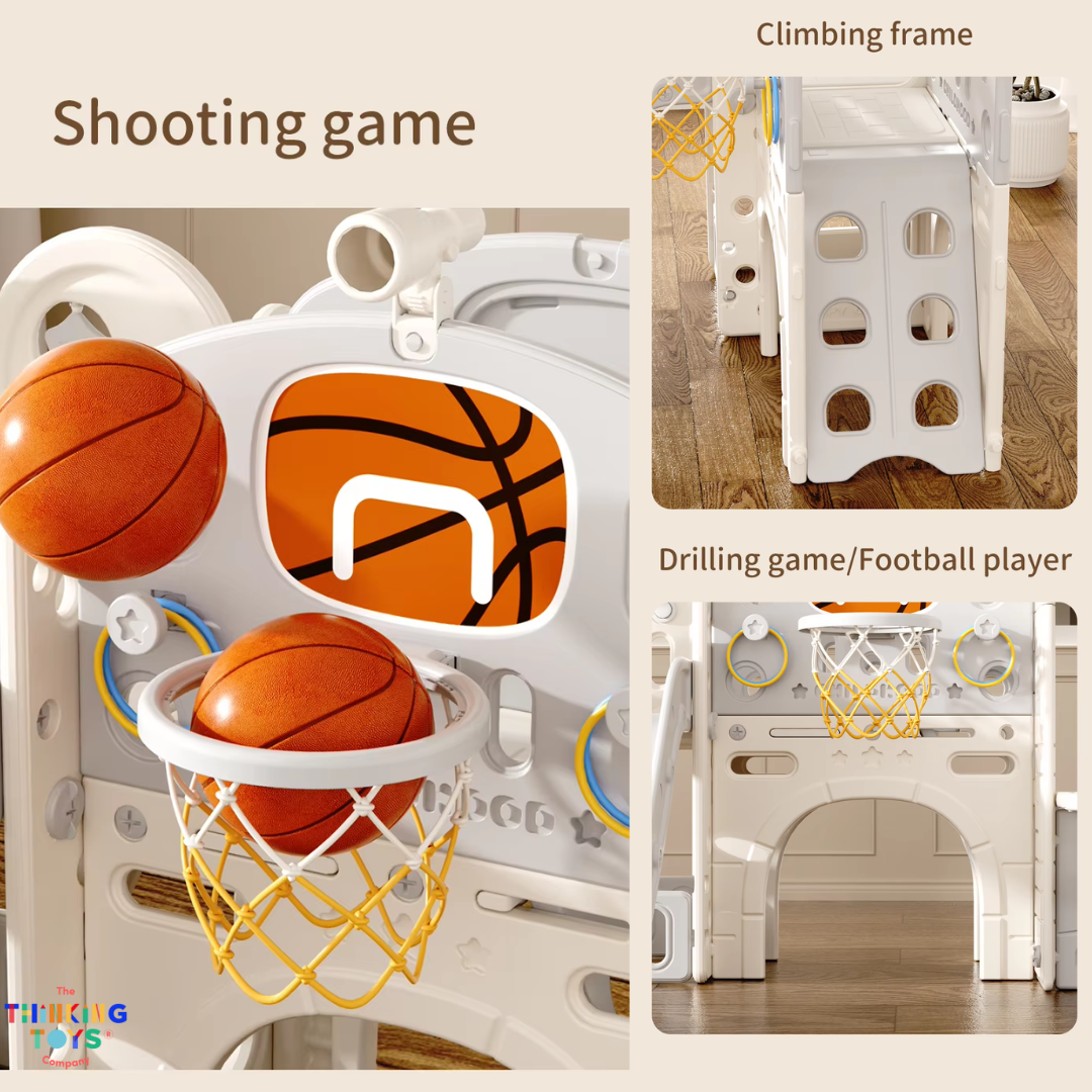 KUMI PLAYHOUSE WITH SLIDE AND BASKETBALL PLAYGROUND
