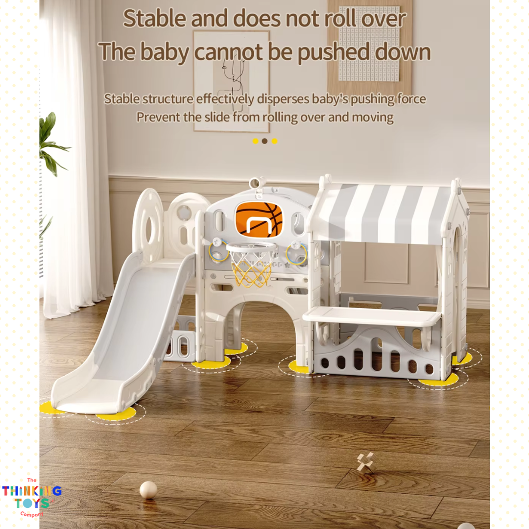 KUMI PLAYHOUSE WITH SLIDE AND BASKETBALL PLAYGROUND