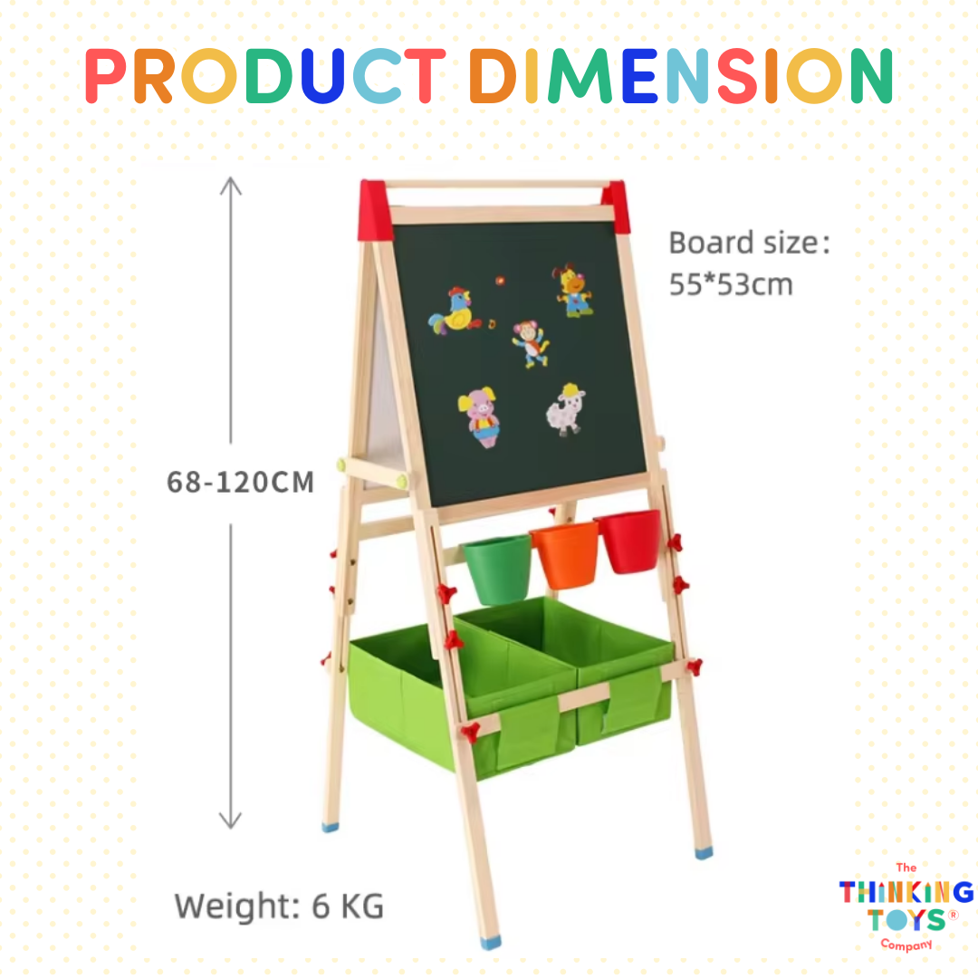 3 IN 1 Chalkboard, Whiteboard and Painting Easel