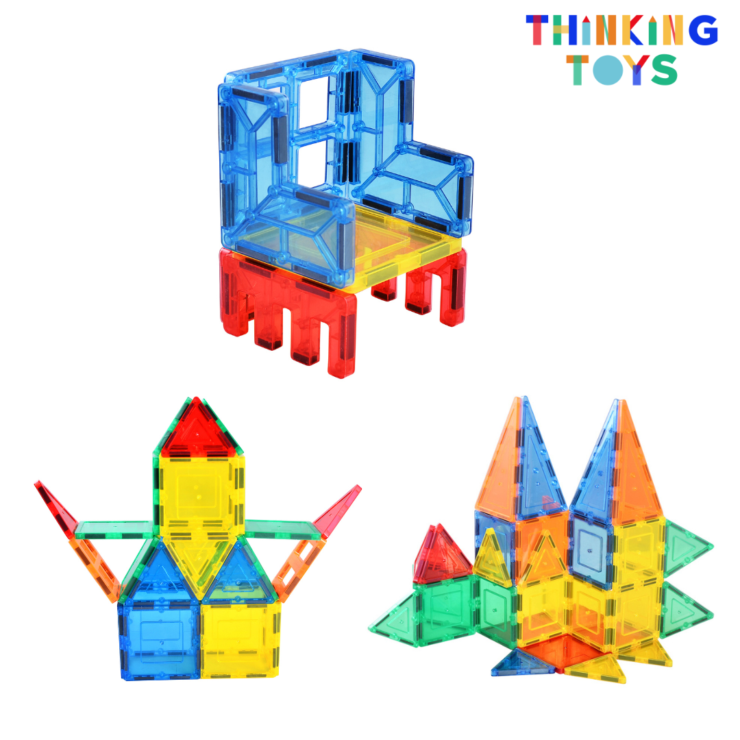 CLEAR COLORS 59-Piece Magnetic Tiles Set