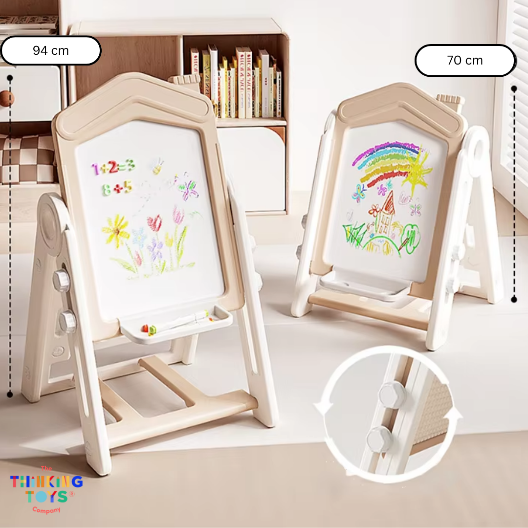 DB002, DRAWING BOARD WITH BOOKSHELFSNI, Combines art and organization, giving kids easy access to tools and storage.