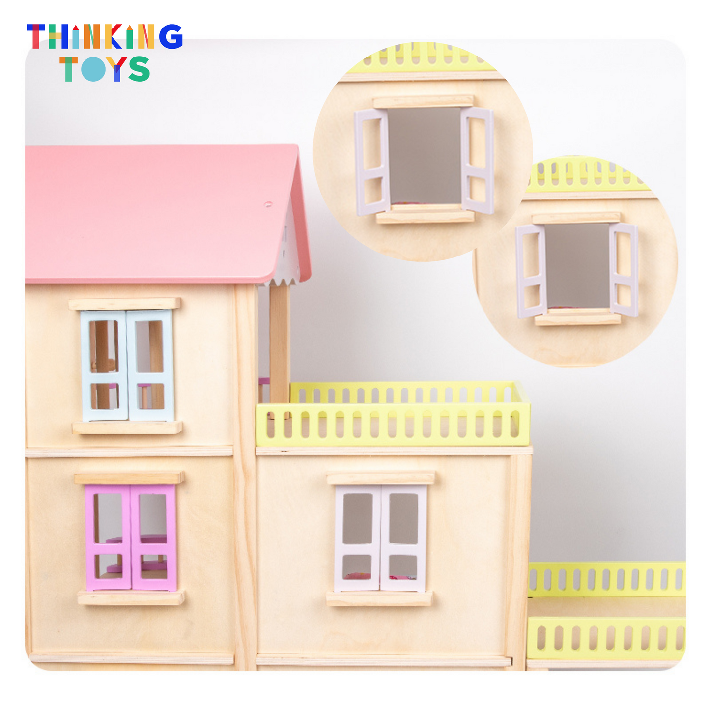 DH001, LULU CLASSIC 3-Storey Pink Dollhouse Villa , Promotes creativity and role play while giving children space to build imaginative stories.