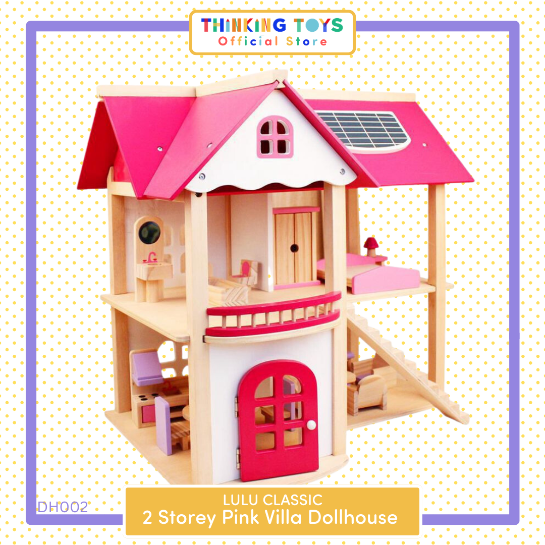 DH002, LULU CLASSIC 2-Storey Pink Dollhouse Villa , Introduces cultural flair to pretend play while nurturing creativity and storytelling.