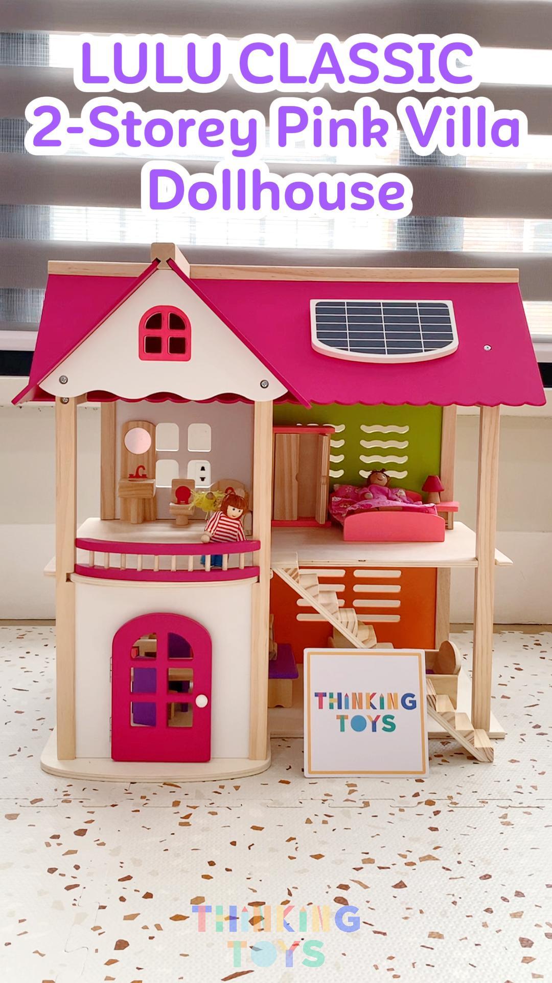DH002, LULU CLASSIC 2-Storey Pink Dollhouse Villa , Introduces cultural flair to pretend play while nurturing creativity and storytelling.