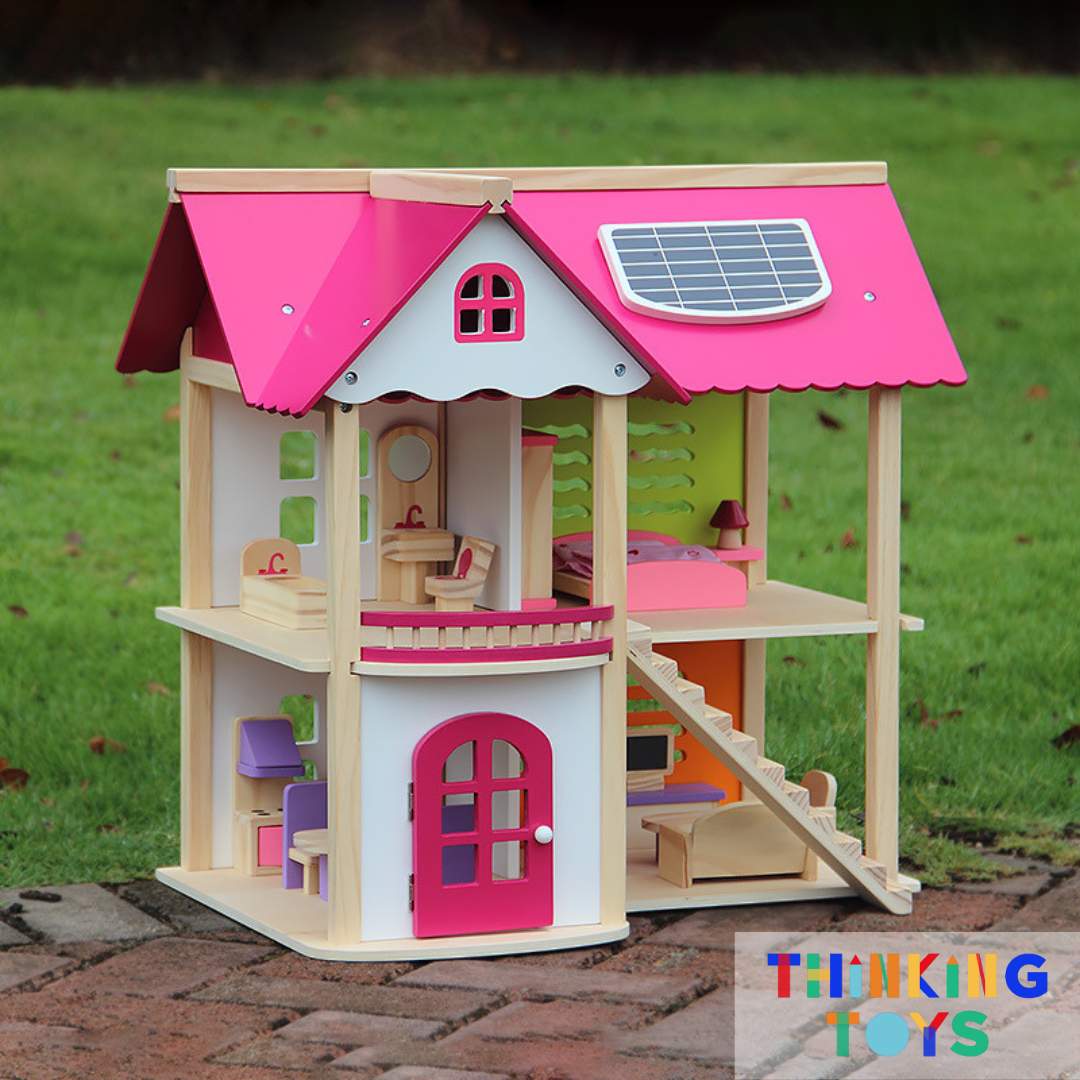 DH002, LULU CLASSIC 2-Storey Pink Dollhouse Villa , Introduces cultural flair to pretend play while nurturing creativity and storytelling.