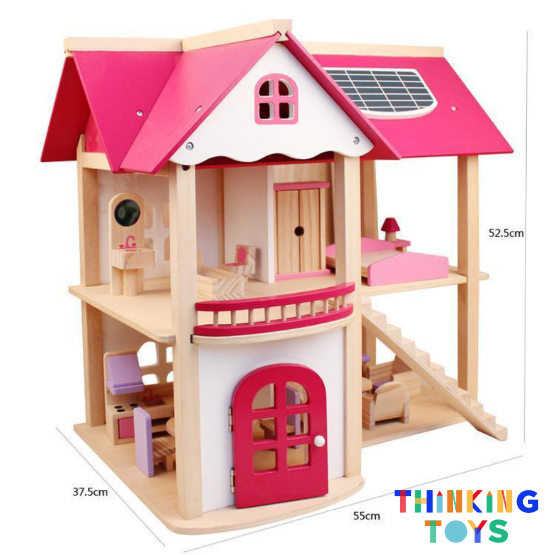 DH002, LULU CLASSIC 2-Storey Pink Dollhouse Villa , Introduces cultural flair to pretend play while nurturing creativity and storytelling.