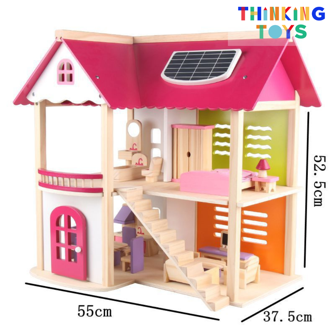 DH002, LULU CLASSIC 2-Storey Pink Dollhouse Villa , Introduces cultural flair to pretend play while nurturing creativity and storytelling.