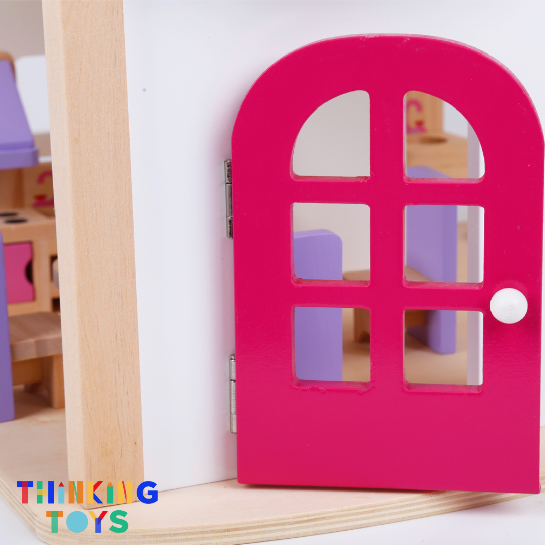 DH002, LULU CLASSIC 2-Storey Pink Dollhouse Villa , Introduces cultural flair to pretend play while nurturing creativity and storytelling.