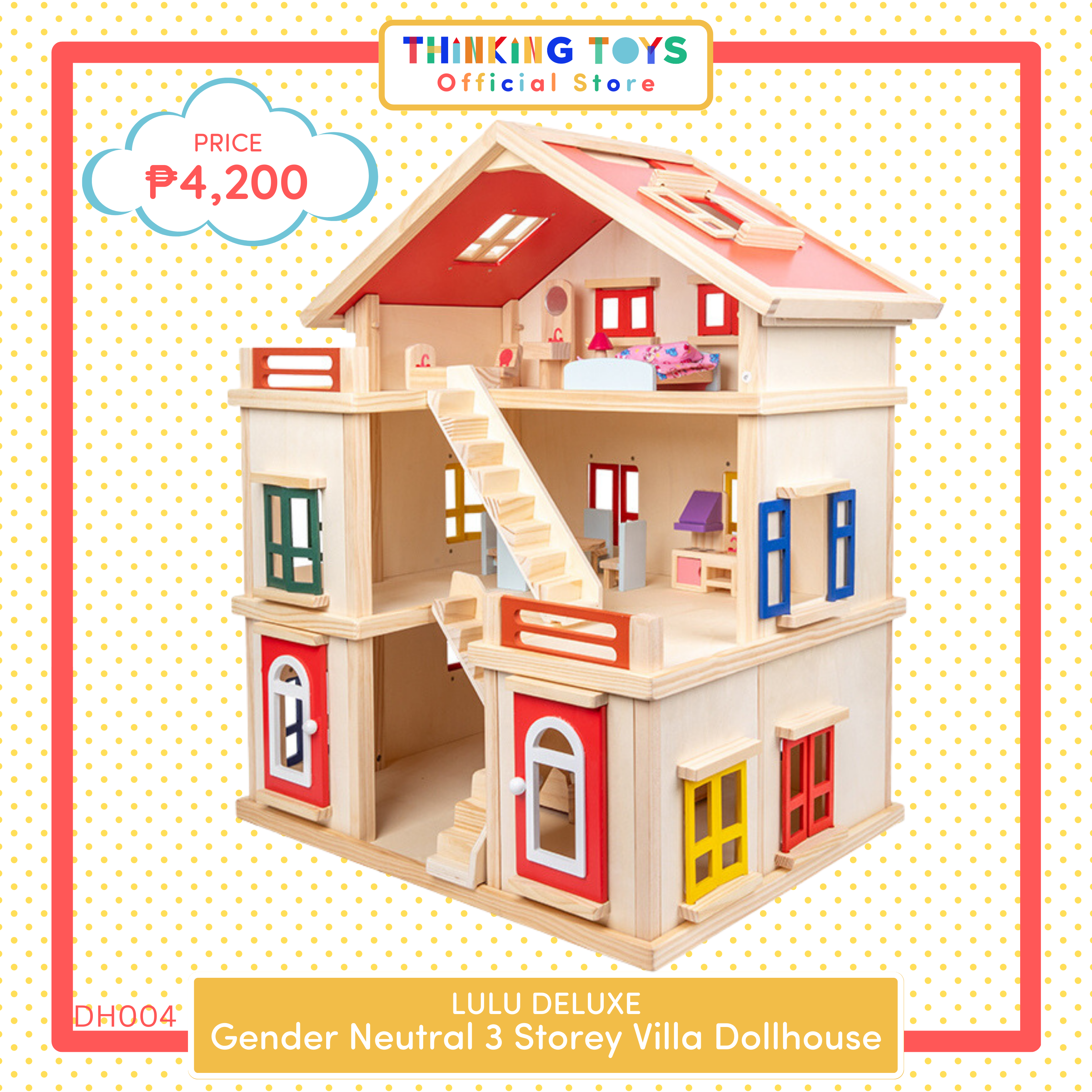 3 storey wooden dolls house sales