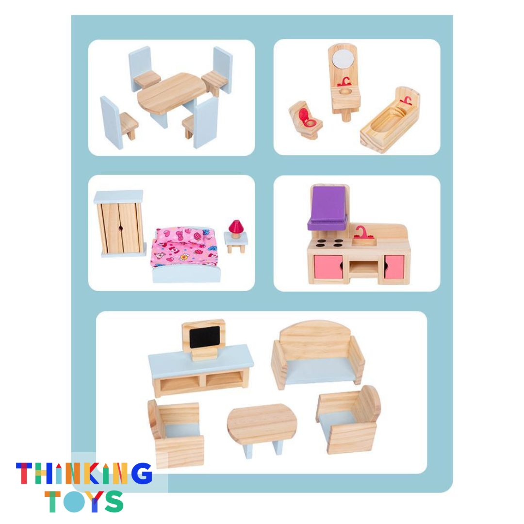 DH004, LULU DELUXE Gender Neutral 3-Storey Villa Dollhouse , Encourages storytelling and social play as kids imagine family life and daily adventures.