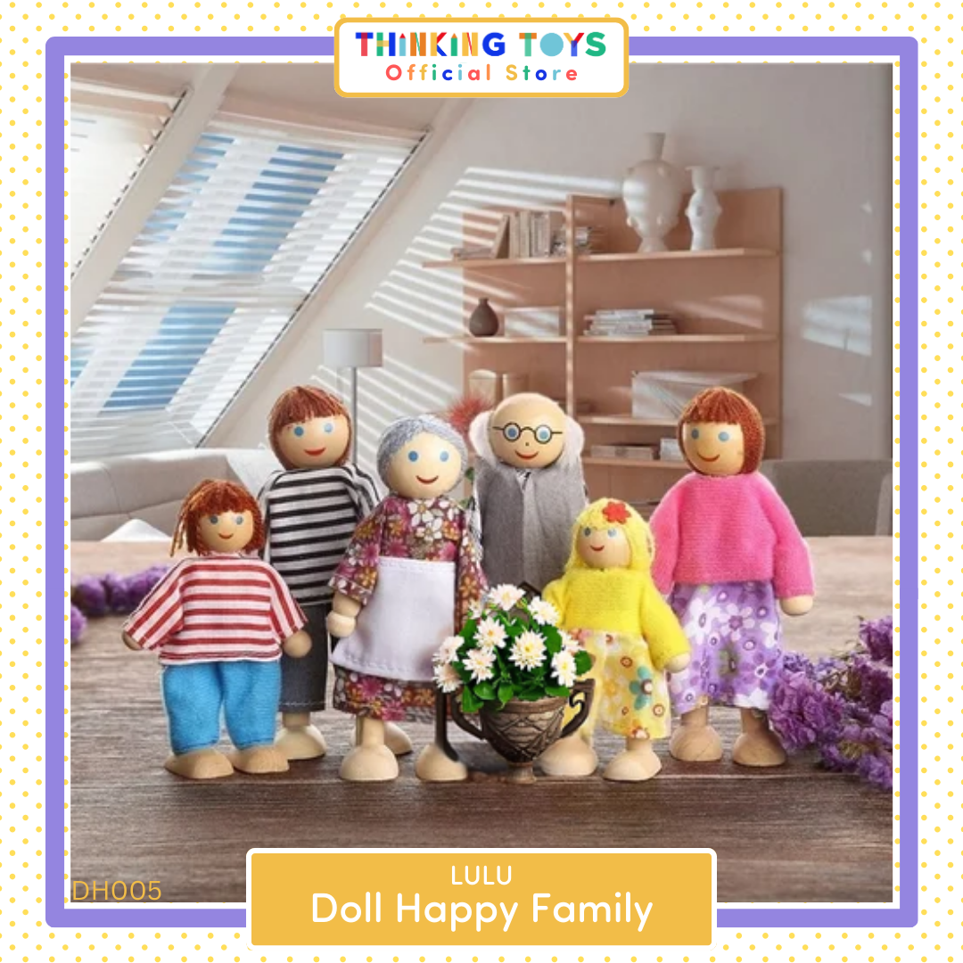 DH005, LULU Wooden Doll Happy Family Playset, Inspires pretend baking fun while boosting creativity and role play skills.