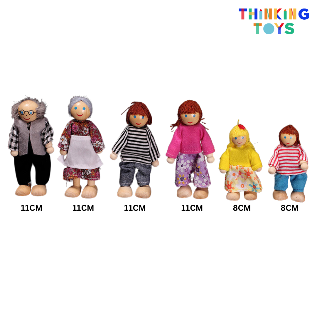 DH005, LULU Wooden Doll Happy Family Playset, Inspires pretend baking fun while boosting creativity and role play skills.