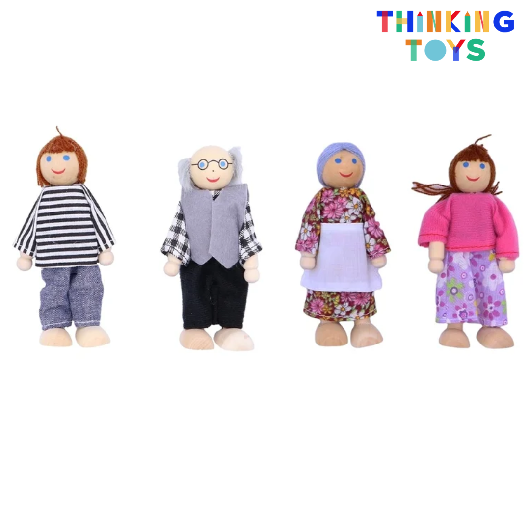 DH005, LULU Wooden Doll Happy Family Playset, Inspires pretend baking fun while boosting creativity and role play skills.
