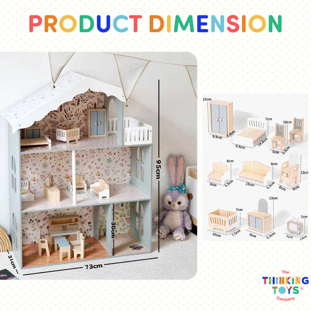 DH007, SOFIA 3-Storey Wooden Dollhouse 6