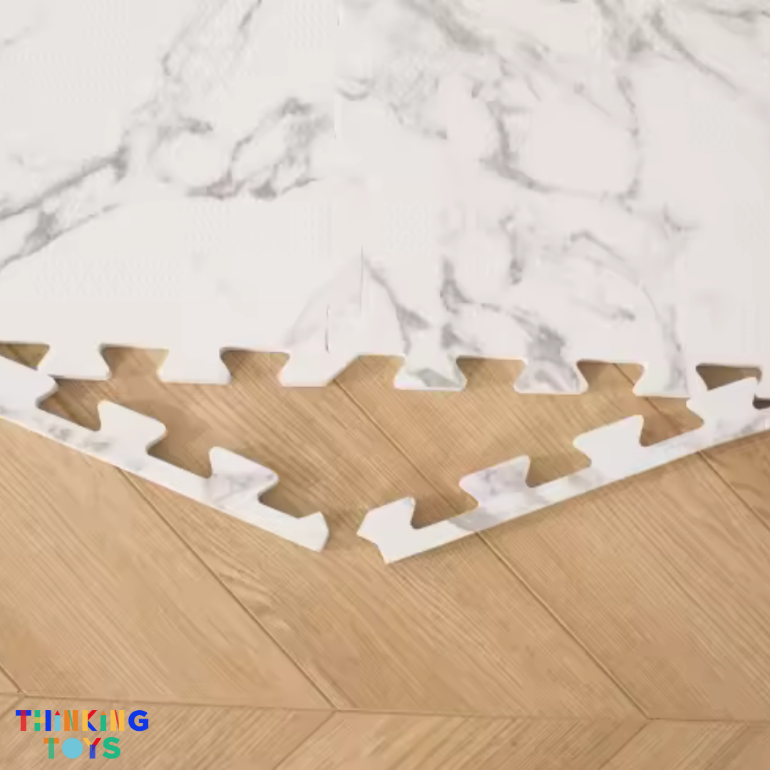 MAT002, Gray-White Marble, Adds cheerful energy to play areas while offering comfort and safe flooring.