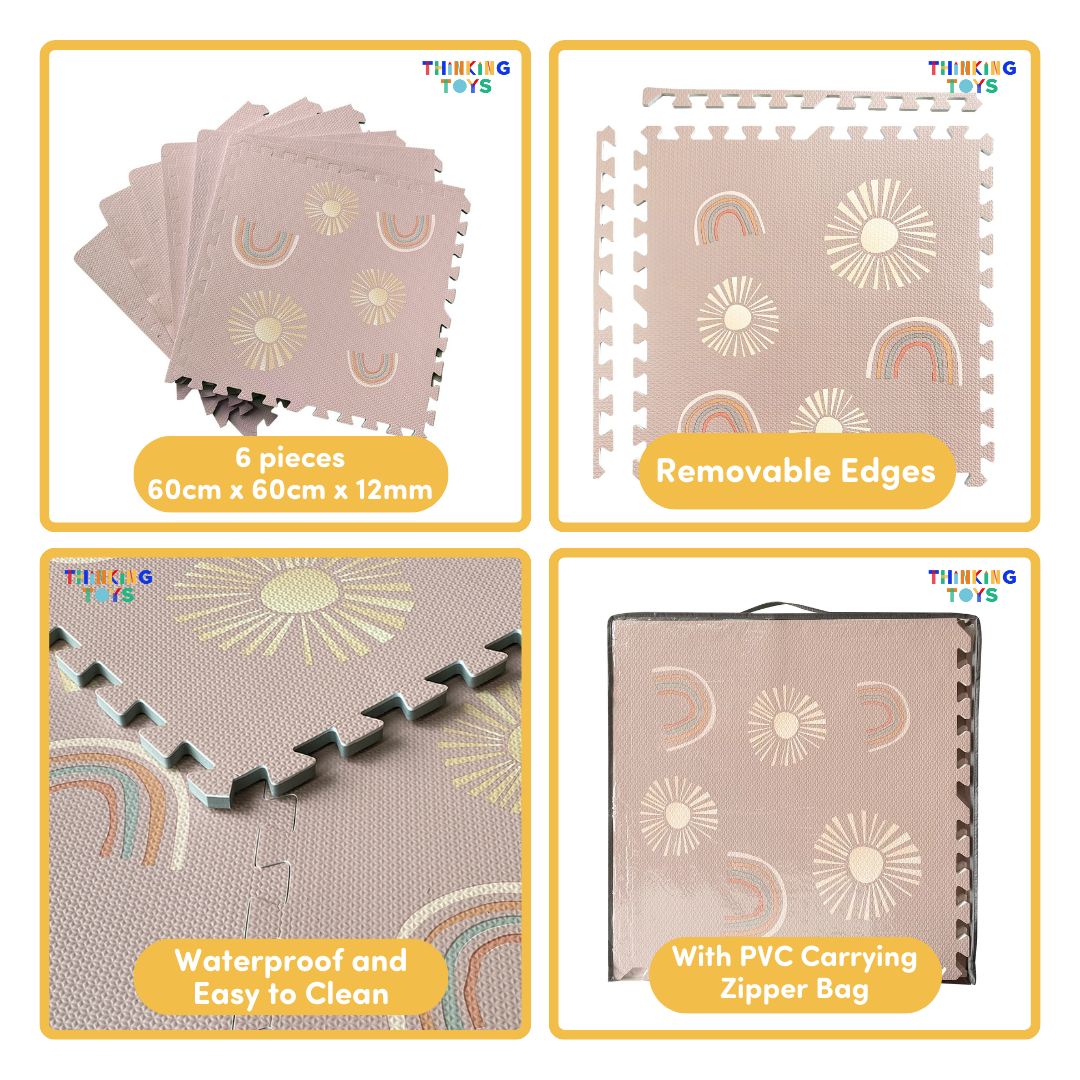 MAT003, Rainbow and Sun, Sparks curiosity with a themed design while protecting kids during active play.