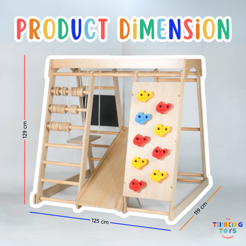 MPG003, HAPPY FEET 8 in 1 Wooden Jungle Playgym, Creates endless fun with climbing, sliding, and exploring that nurture creativity and active movement.
