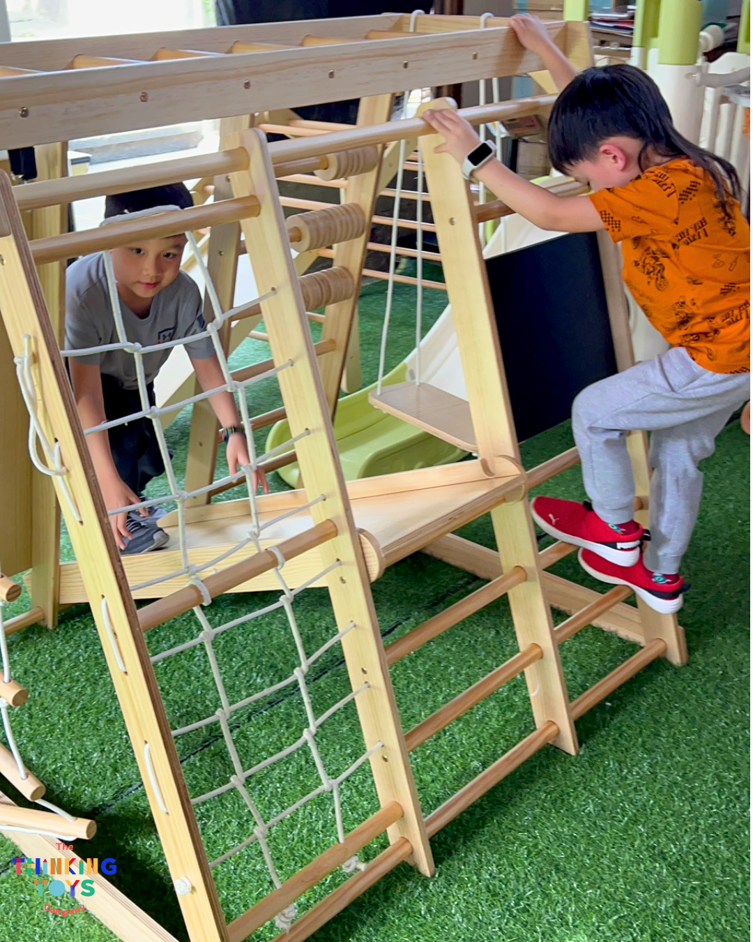 MPG003, HAPPY FEET 8 in 1 Wooden Jungle Playgym, Creates endless fun with climbing, sliding, and exploring that nurture creativity and active movement.