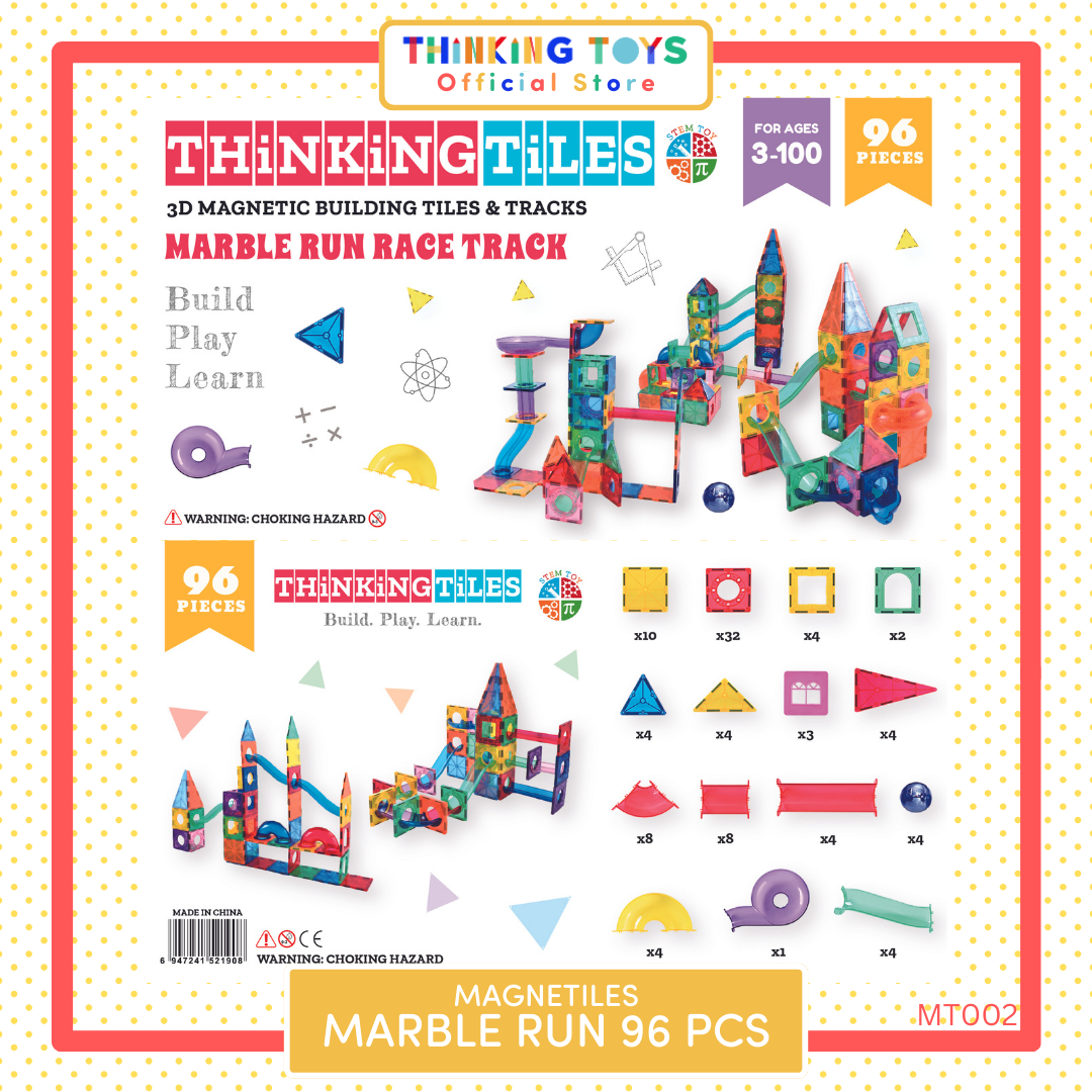 MT002, MARBLE RUN RACE TRACK 96-Piece Magnetic Tile Set,