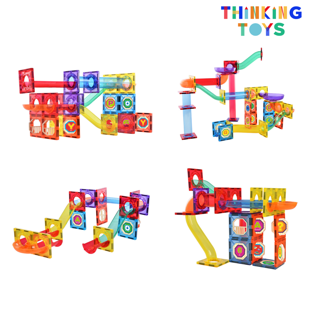 MT002, MARBLE RUN RACE TRACK 96-Piece Magnetic Tile Set,