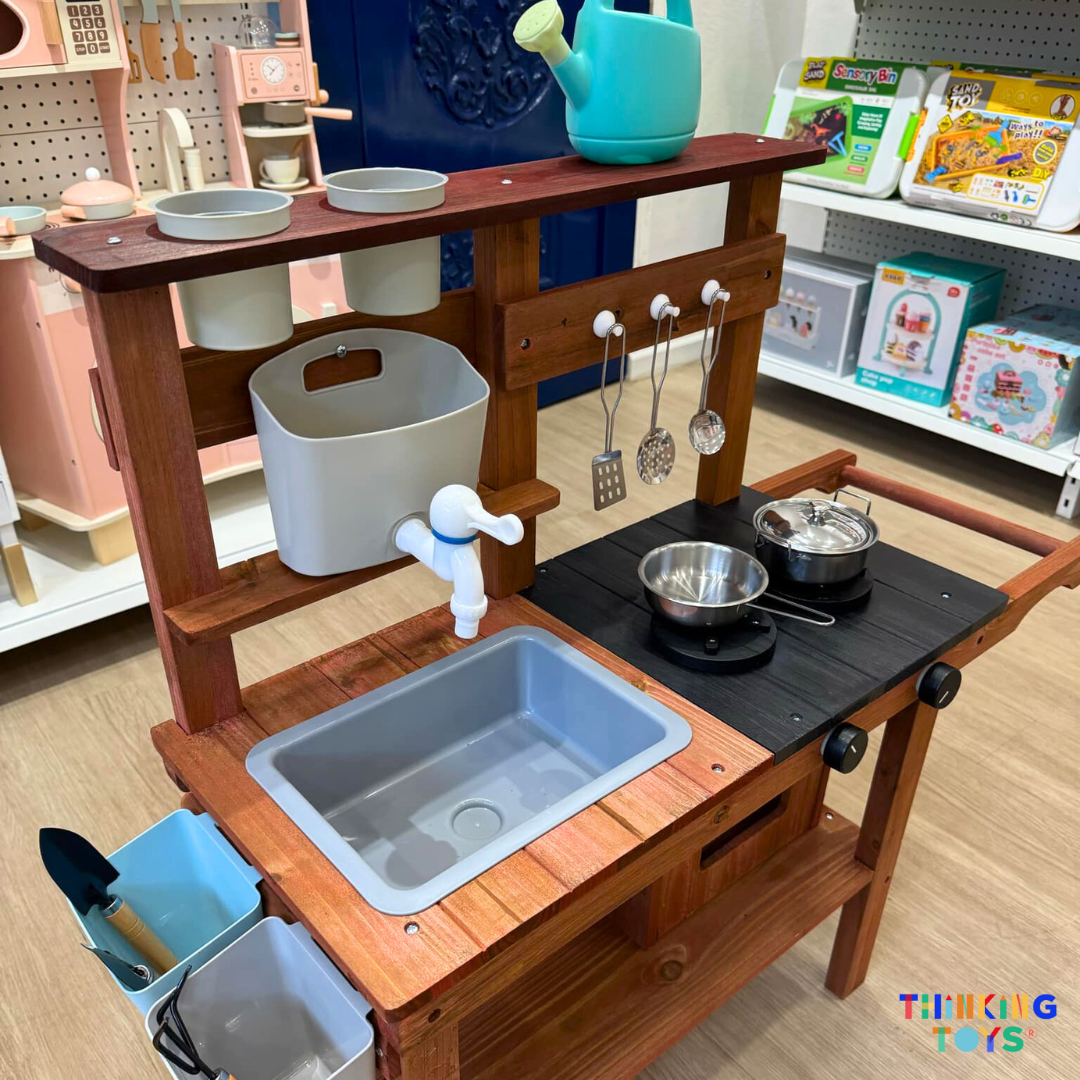 Outdoor Toys, Outdoor Toys, Birthday Gift Ideas, Best Sellers,Age 1-2, Age 3-4, Social & Role Play, Creativity & Imagination, Sensory Learning, Outdoor Toys,Birthday Gift Ideas, Best Sellers,Dark Wood,OP004, PLAYFUN River Mud Kitchen