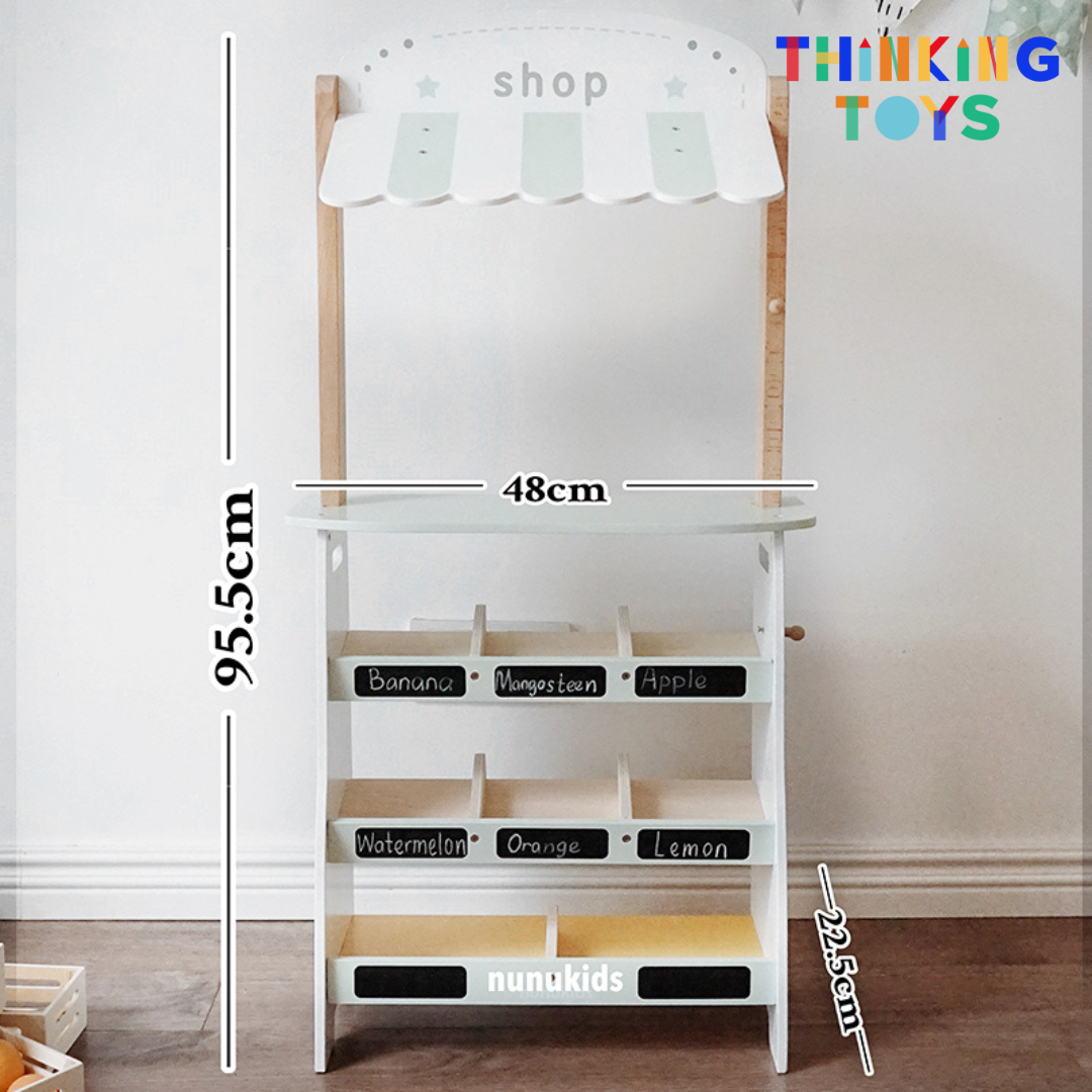 PP002, PLAYSHOP Fruit and Vegetable Shop Stand with Shopping Cart, Sparks pretend marketplace fun that teaches kids teamwork, creativity, and communication.