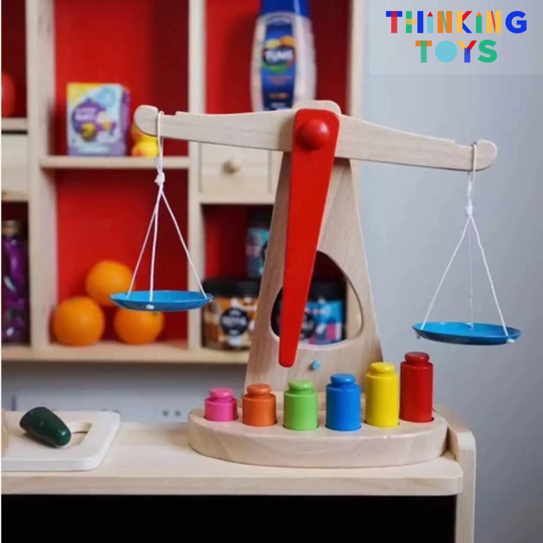 PP003, PLAYSHOP Wooden Fruit and Vegetable Market Booth Playset, Builds storytelling and imaginative play as children role play shopping and selling.