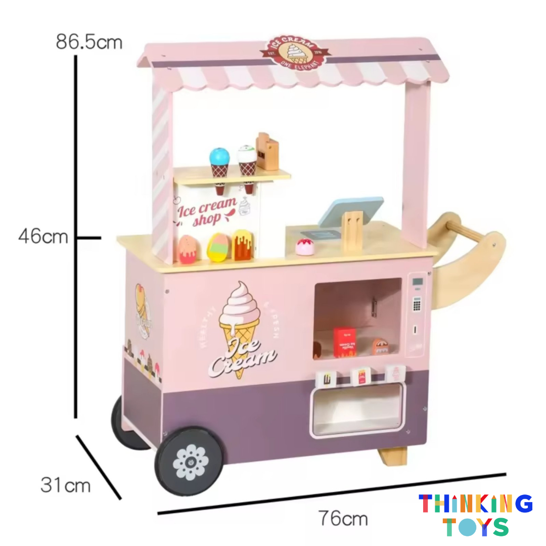 PP010, PLAYSHOP Wooden Macaron Ice Cream Shop Playset, Builds problem-solving and motor skills as kids design, fix, and create stories in play.