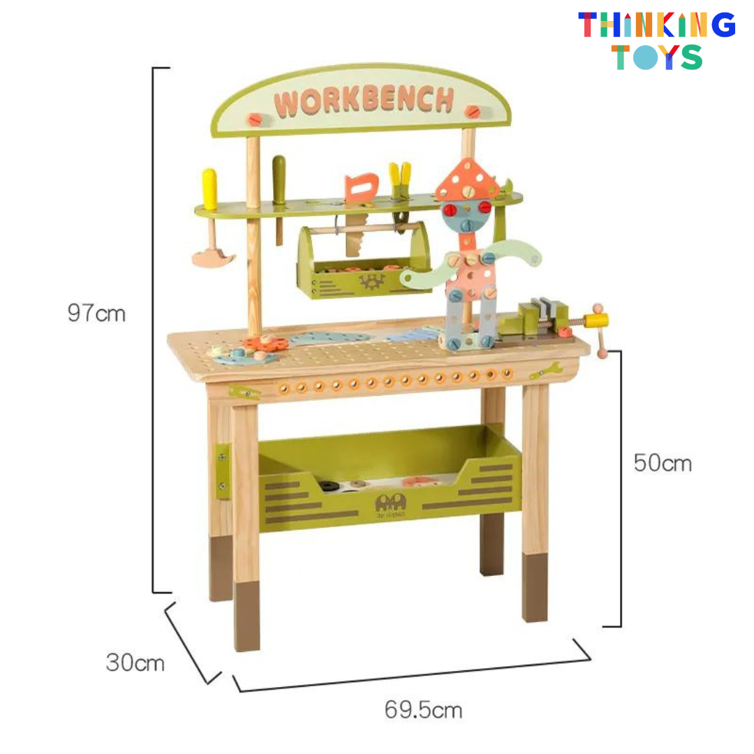 "PP011
, PLAYSHOP Wooden Workbench Tools Playset, Fosters imaginative cooking role play that helps children explore teamwork and storytelling."