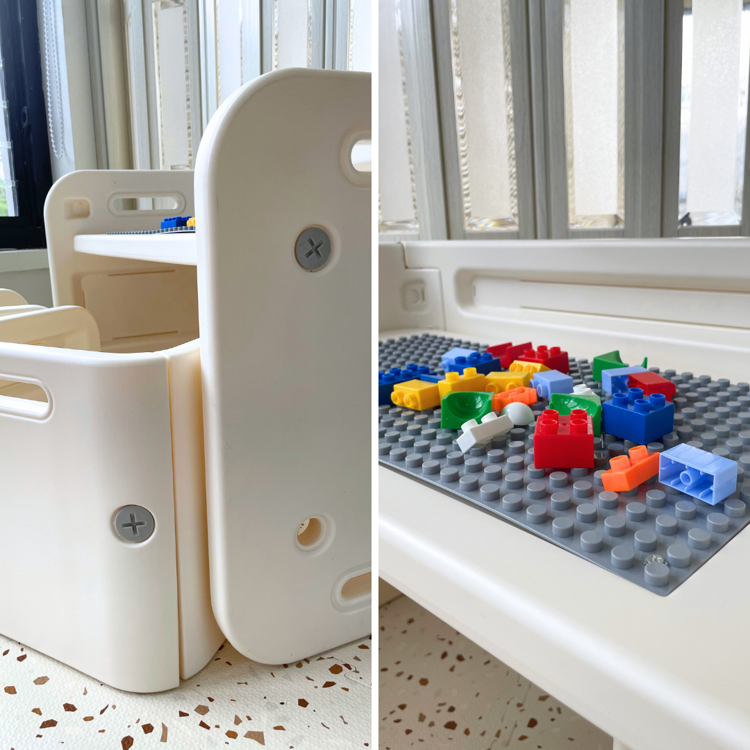 "PTC-002, 8 in 1 Multifunctional Cube Table
and Chairs, Provides comfort and stability to help children stay engaged during learning."