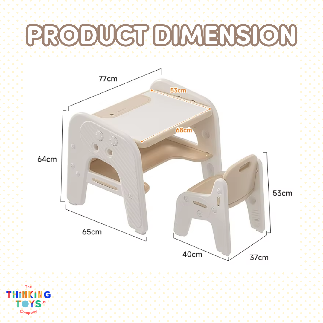 PTC-005, MULTIFUCNTIONAL TABLE AND CHAIR, Provides a versatile space for study, play, and creativity in one design.