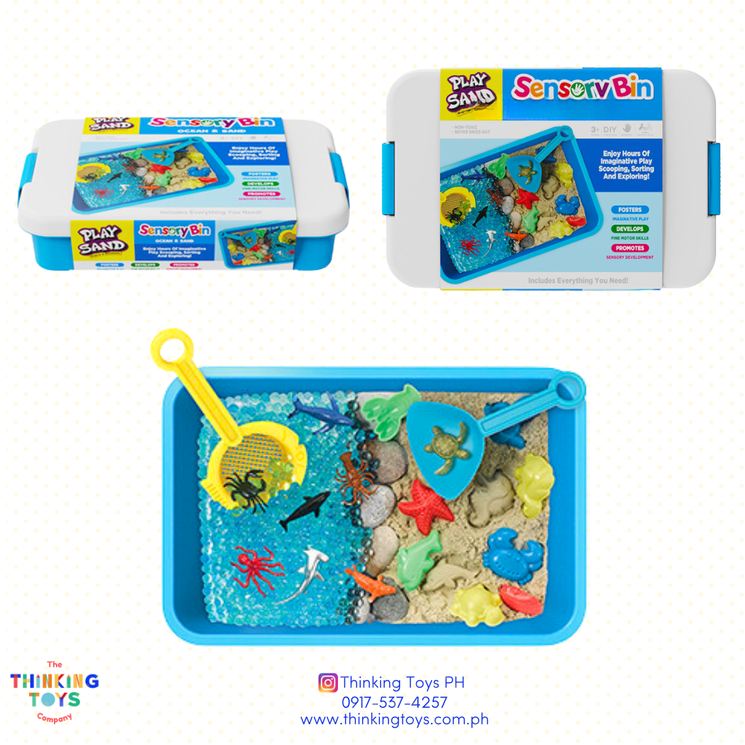 SK001, Marine Life Kinetic Sand Box, Enhances creativity and focus through tactile exploration and role play with sand.