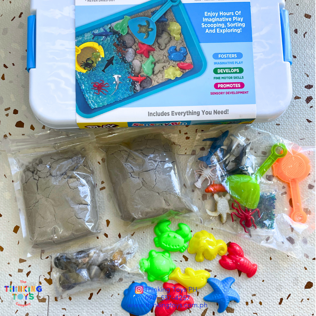 SK001, Marine Life Kinetic Sand Box, Enhances creativity and focus through tactile exploration and role play with sand.