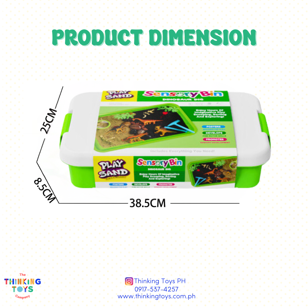 "SK002, Kinetic Play Sand
Dinosaur sensory box, Adapts for learning, play, and art while saving space and supporting independence."
