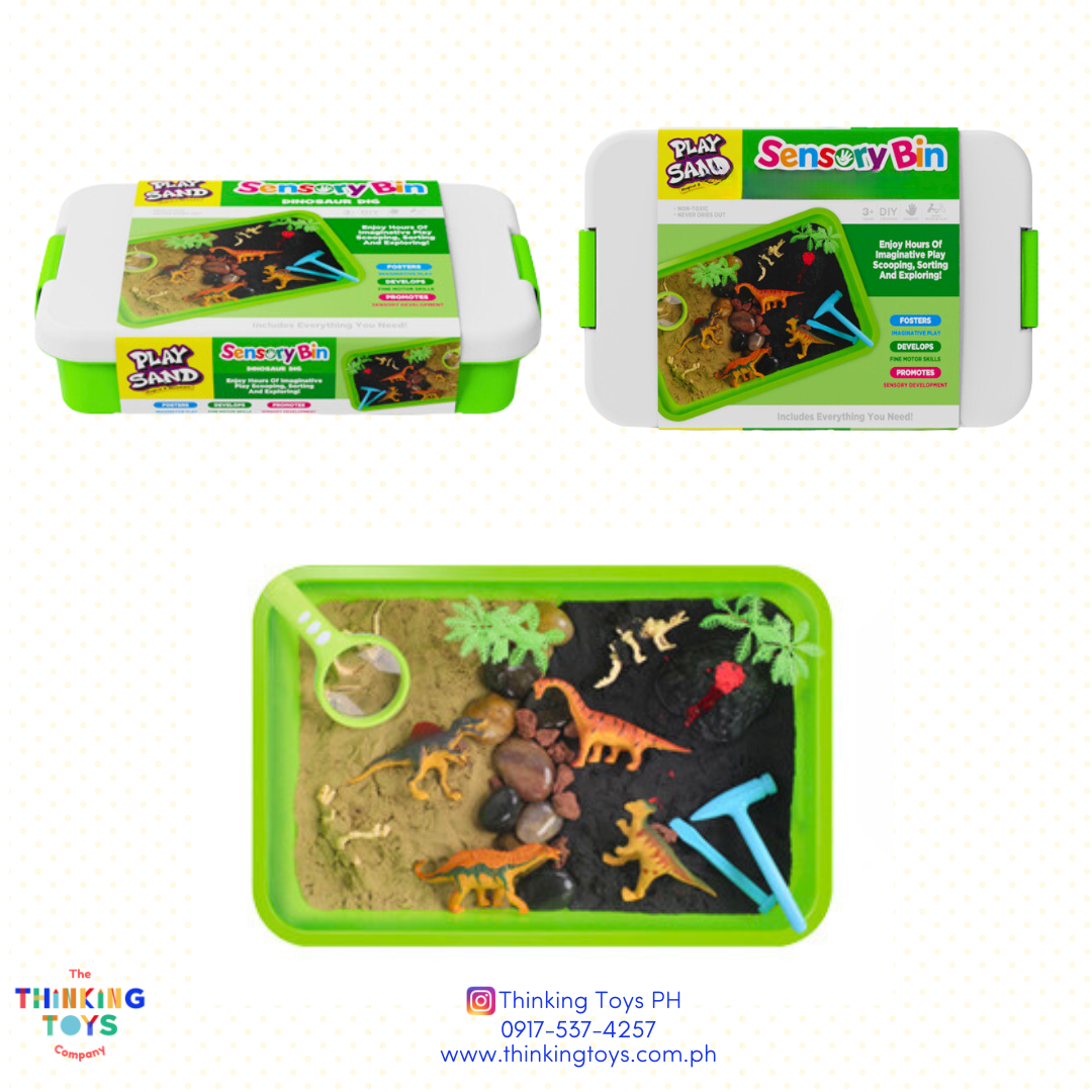 "SK002, Kinetic Play Sand
Dinosaur sensory box, Adapts for learning, play, and art while saving space and supporting independence."