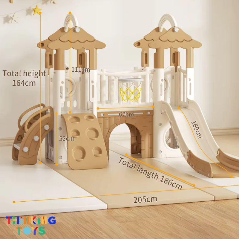 SL002-C, Combination Slide Playground, Supports outdoor fun and movement while building balance, strength, and confidence.