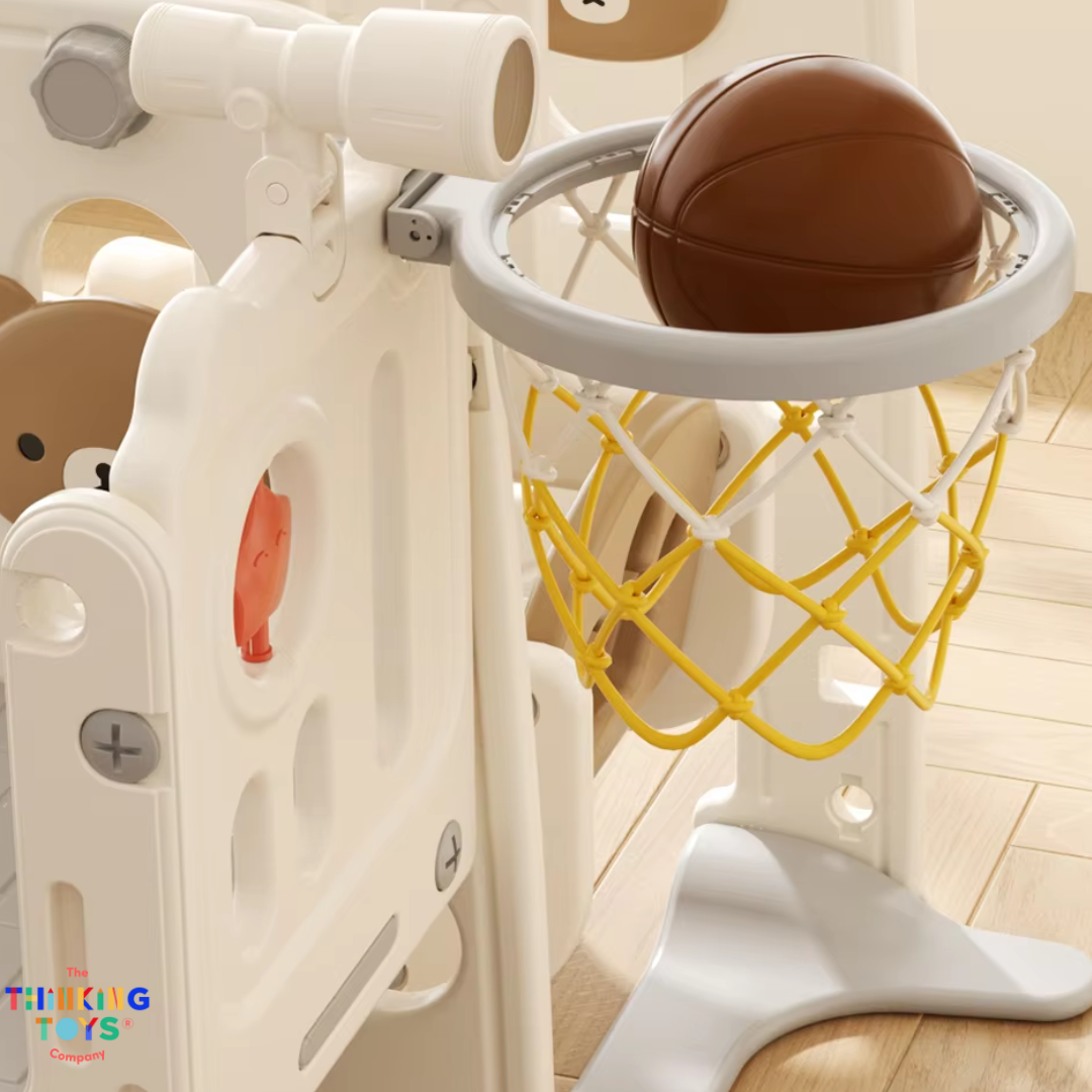 SL005, Teddy Single Slide, Combines swinging and sliding for social fun, creativity, and physical growth.