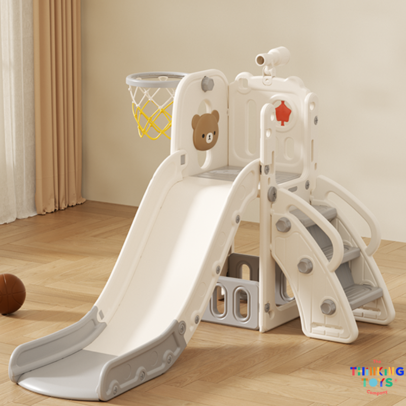 SL005, Teddy Single Slide, Combines swinging and sliding for social fun, creativity, and physical growth.