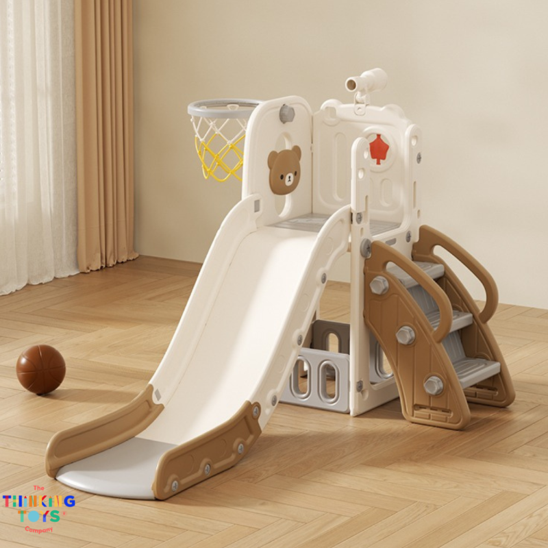 SL005, Teddy Single Slide, Combines swinging and sliding for social fun, creativity, and physical growth.