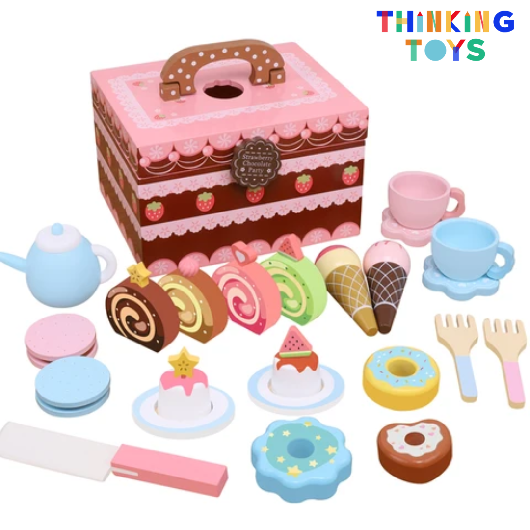 SP008, PLAYSHOP Wooden Afternoon Tea Cake and Dessert Playset, Makes tea parties exciting while developing social play, creativity, and imagination.