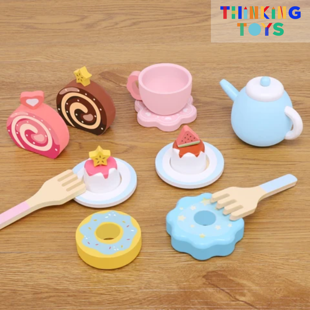 SP008, PLAYSHOP Wooden Afternoon Tea Cake and Dessert Playset, Makes tea parties exciting while developing social play, creativity, and imagination.