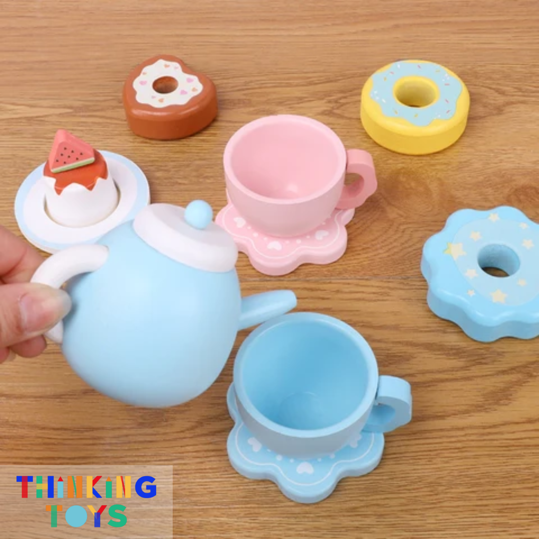 SP008, PLAYSHOP Wooden Afternoon Tea Cake and Dessert Playset, Makes tea parties exciting while developing social play, creativity, and imagination.