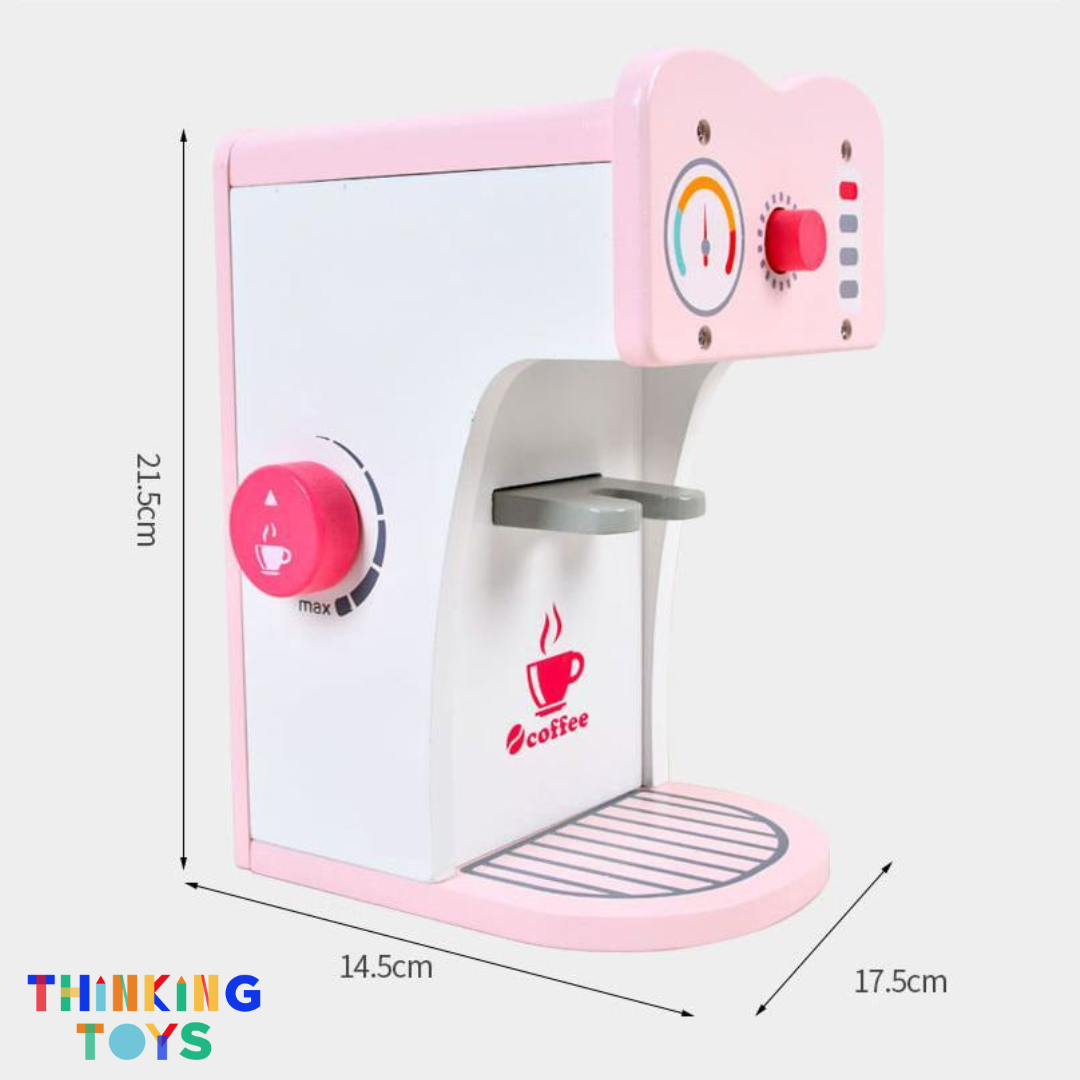 SP010, PLAYSHOP Wooden Coffee Espresso Maker Playset, Fosters barista-style pretend play while sparking creativity and social imagination.