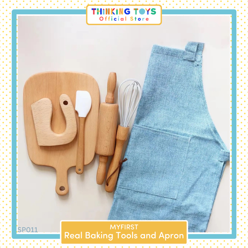 SP011, MYFIRST Real Baking Tools and Apron, Introduces kids to safe kitchen fun while building confidence and hands-on skills.