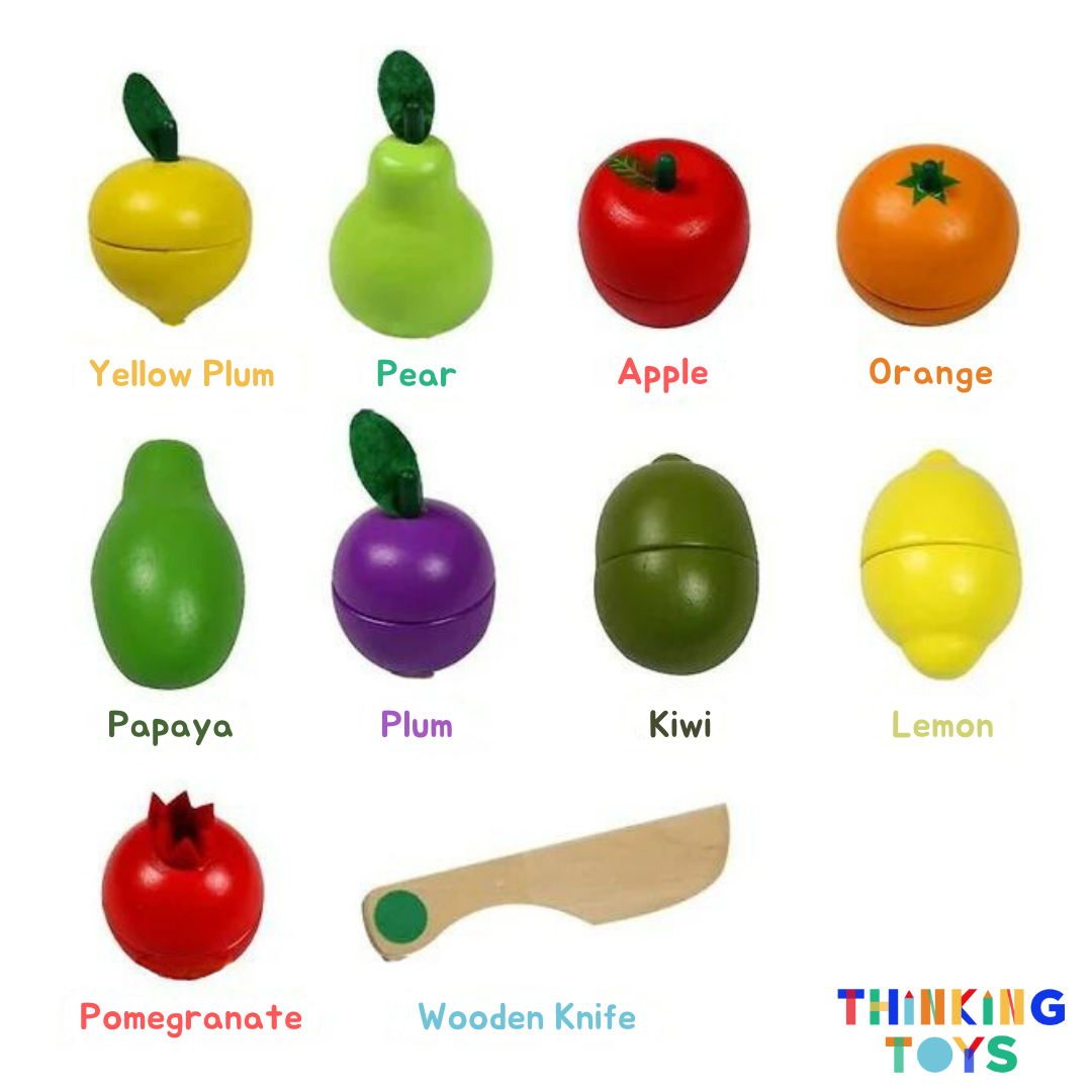 SP014, 9-Piece Fruits Slicing Set, Builds motor skills and creativity with interactive pretend food preparation play.